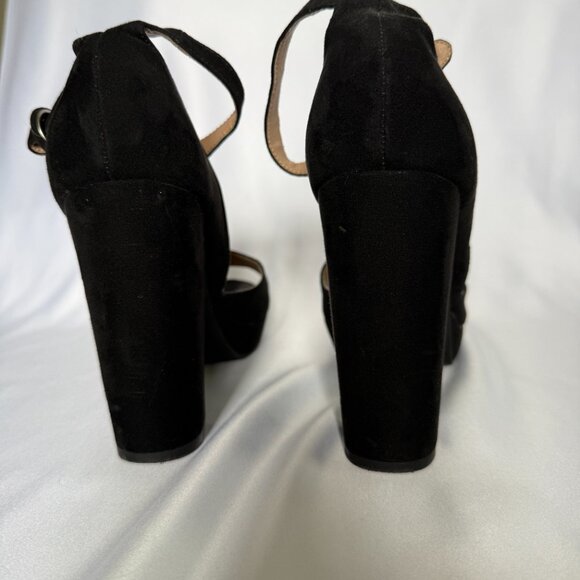 American Rag Reeta Platform Sandals Black Suede Block Heel Size 7M Ankle Strap - Picture 4 of 9